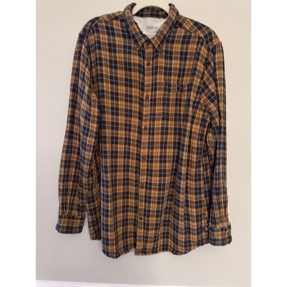 Barbour Shirt Men’s Size Medium Flannel Yellow Brown Plaid The Steve McQueen - Picture 1 of 13